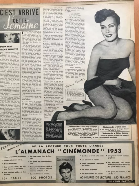 CINE MONDE 963/1953- Ruth Roman- Dany Robin- Martine Carol- Ludmilla ...