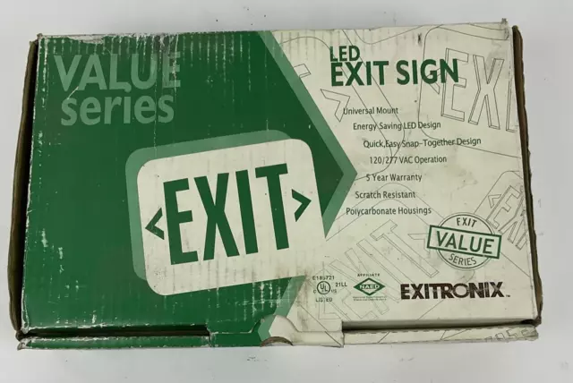 Exitronix Vex/U/Bp/Wb/Wh Value Series Led Exit Sign 120/277Vac