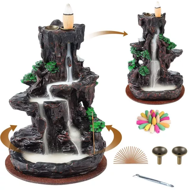 **120 Cones (Included)** Mountain Waterfall Incense Burner Incense Stick Holder