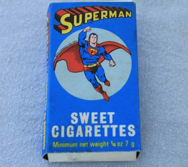superman cigarette case VINTAGE ADVERTISING TINS box. Vintage Superman sweet cigarette box. 70s 80s  toys £55.00