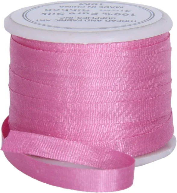 Cinta de seda 100 % pura Threadart - 4 mm rosa pálido - No. 540 - 10 metros