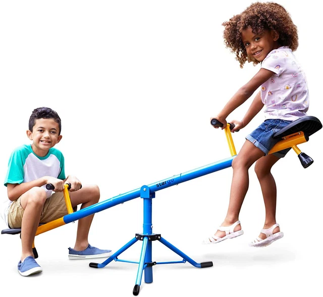 360 Swivel Spinning Seesaw for Kids, Teeter Totter with Adjustable Frame 46-70”