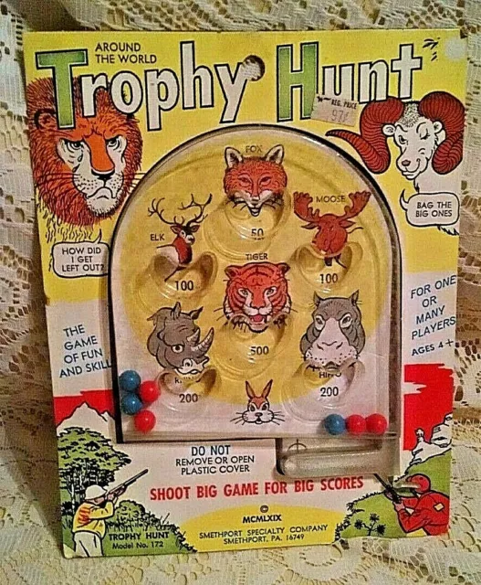 Pinball Game Around The World Trophy Hunt Model 172 Smethport Spec 1969 Used.