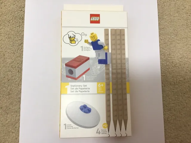 Lego Stationary Set With Mini Figure 4 Pencils 1 Eraser 1 Pencil Sharpener