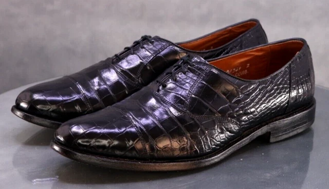 ALLEN EDMONDS Bancroft Alligator Black Sz 11 D Mens Exotic Oxford‎ Dress Shoes Rare Vintage 80 main image 4