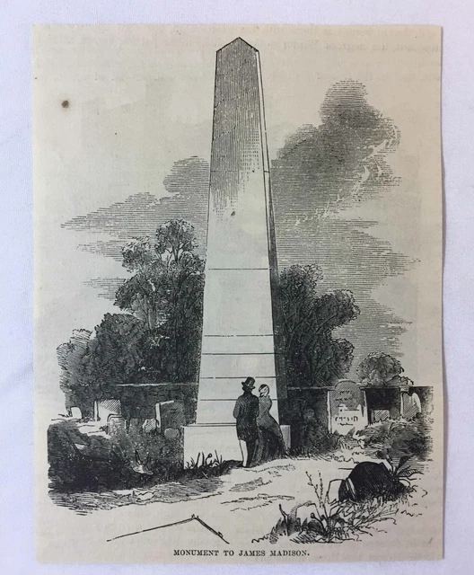 1877 Rivista Incisione ~ Monumento A James Madison