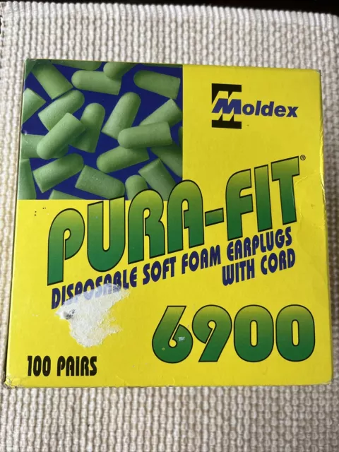 Corded soft Foam Earplugs Moldex Pura-Fit noise protection disposable 100 pairs