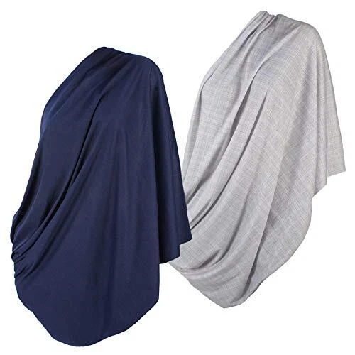 2pk Infinity Nursing Scarf Breastfeeding Cover Ultra Soft (Grey/Navy)