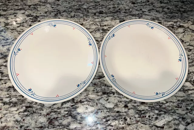 Corning Corelle Country Violets Dinner Plates 10.25" Set of 2 Sandstone Blue