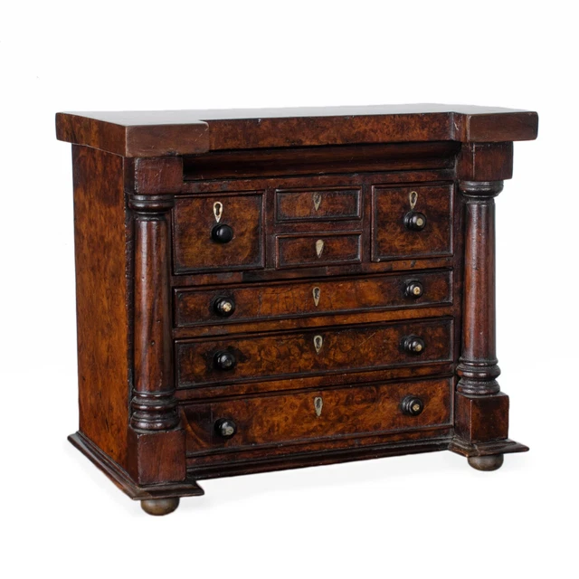 Scottish Miniature Burl Wood Chest of Drawers
