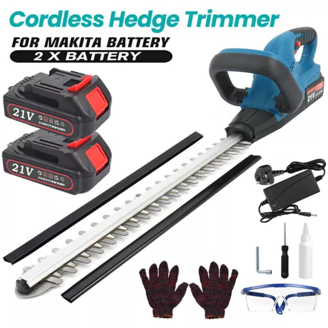 Cordless Hedge Trimmer 21V Fast Charger Battery Electric 2 Batteries & Charger