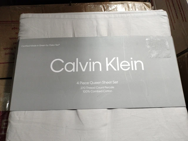 CALVIN KLEIN SATEEN Stitch Flat Sheet 100 Pure Combed Cotton Grey