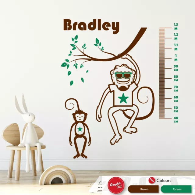 Safari Personalised Height Chart Wall Sticker Childrens Animal Nursery Decal