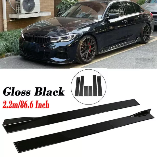 Glossy Black 86.6'' Side Skirt Extension For BMW E39 E46 E53 E90 E92 E93 E60 E61