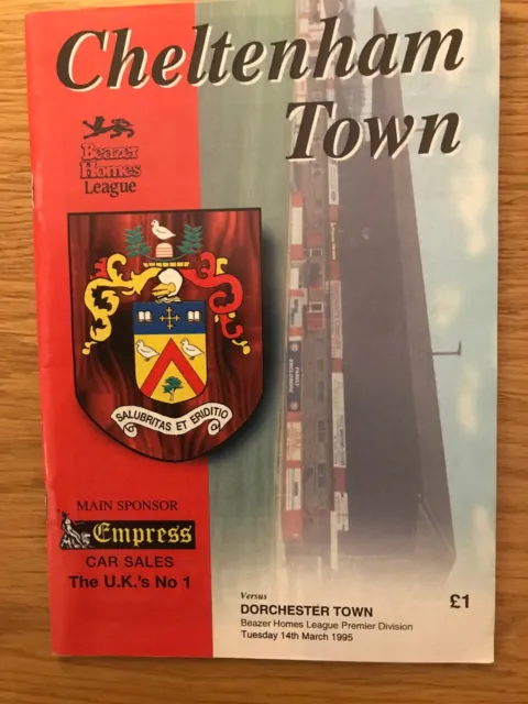 Cheltenham Town V Dorchester Town Programme 1995