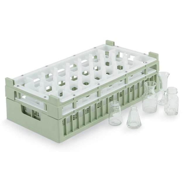 Vollrath 5281510 Light Green Half Size Short 32-Compartment Glass Rack