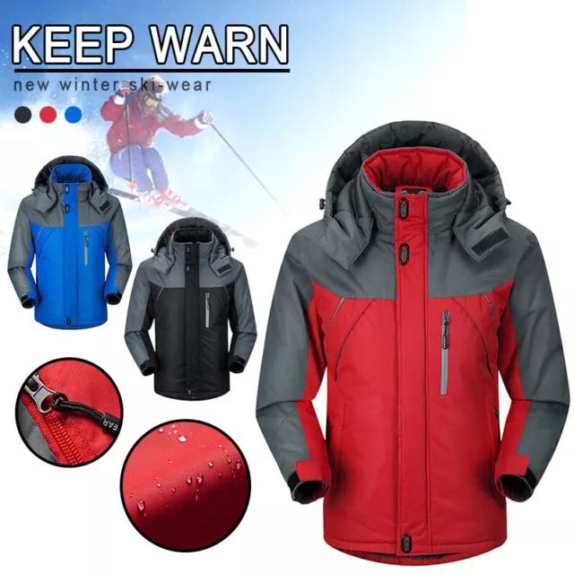 Winter Mens Waterproof Fleece Lined Jacket Warm Mountain Jackets Windproof Coats