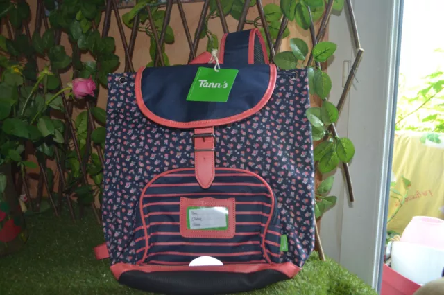 cartable sac a dos neuf tann's marine petites fleurs oranges