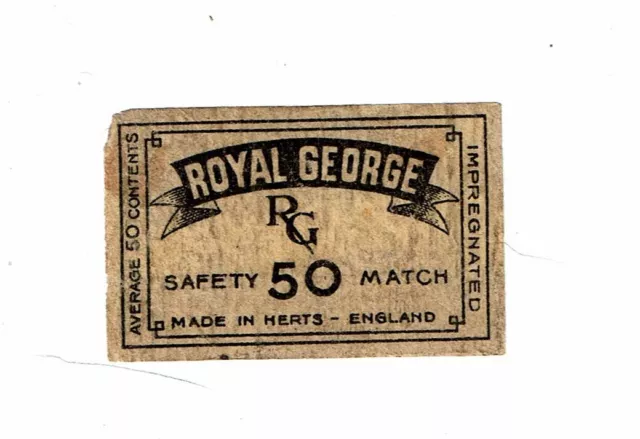 1 Old Welwyn Garden City 1920 - 1937 matchbox label Royal George Ac50. 55x35mm.