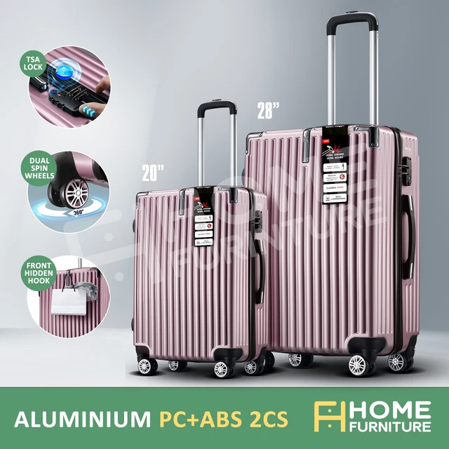 Rose Gold 2PCS Luggage TSA Lock Suitcase Hard Case Lightweight Travel Trolley