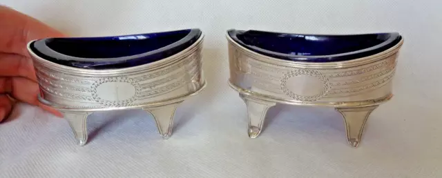 Pair 18Th Century Georgian Provincial Solid Silver Salt Cellars Newcastle