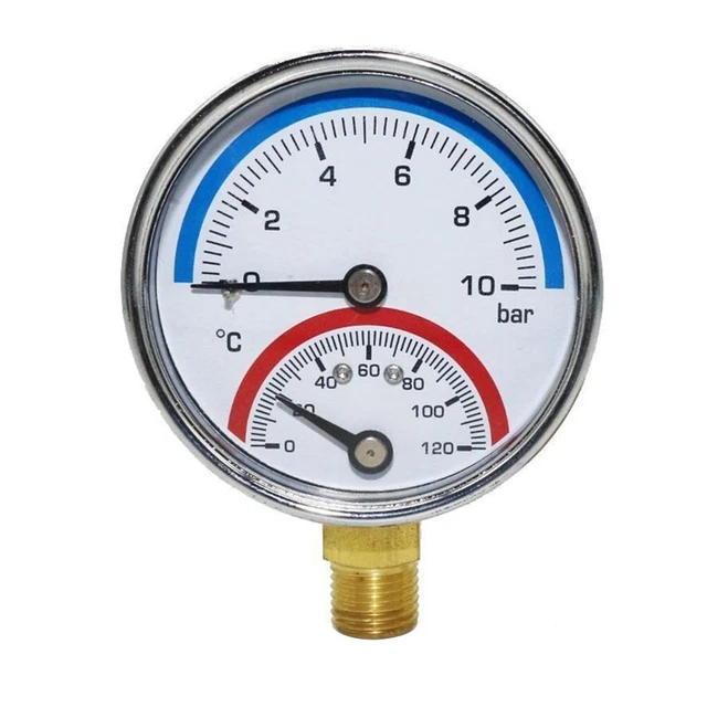 Termo Manometro Ingresso Temperatura 120°C Per Riscaldamento Pavimento Filo G1/4