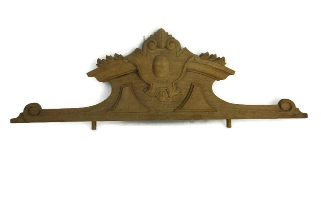 Carved Wooden Pediment  Medallion Over door Architectural Antique Sand Blasted