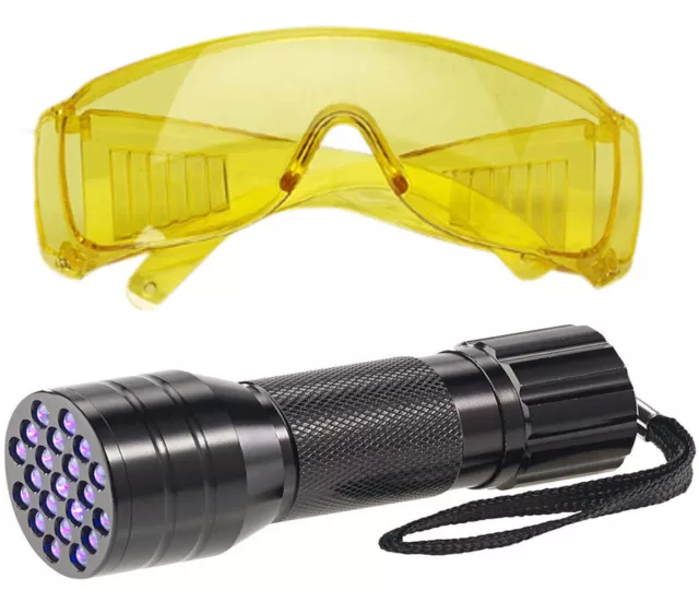 UV Lampe Schuzbrille zur Lecksuche Kühlsystem Ölsystem Klimaanlage Motorraum KFZ 2