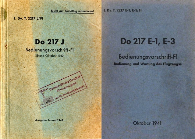 217 DORNIER DO-217 AIRCRAFT Technical Service Manuals 1940's period WW2 PDF ...