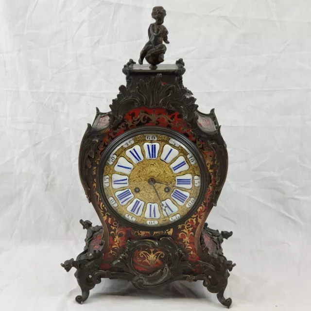 19th Century French Boulle Work Mantle Clock