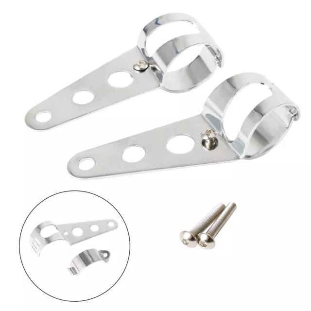 Forcella 43mm-50mm Testa Portalampada Faro Staffe di Montaggio Cromo per Moto L3