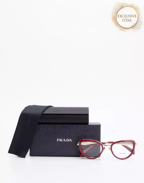 RRP€319 PRADA VPR 54Z Marble Cat Eye Optical Frame Clear Glasses Logo Sides