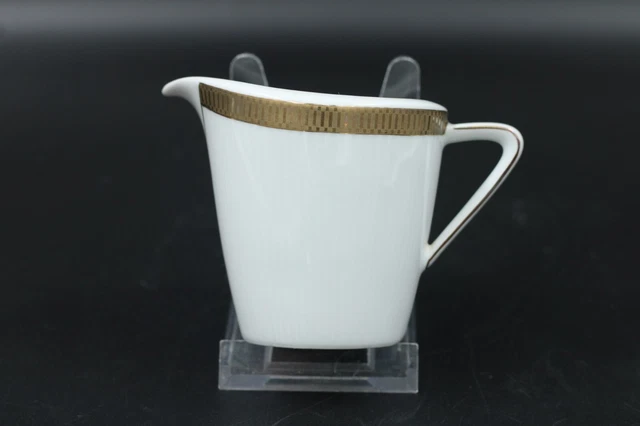 Contenitore latte Seltmann Weiden Monika in porcellana bianca con bordo dorato H 8 cm