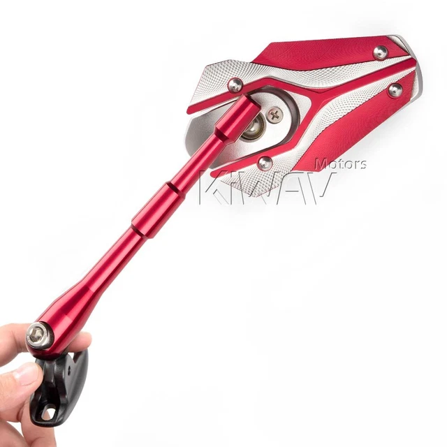 Rétroviseurs VIPER rouge et argent base noir moto sportbike montage fairing ε