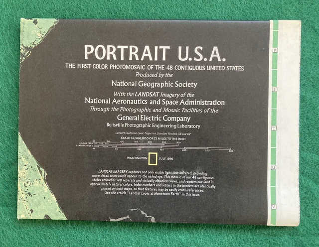 Vintage National Geographic Map / Poster -  Portrait USA NASA GEC - July 1976