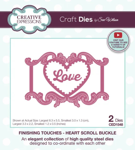 Creative Expressions Craft Dies By Sue Wilson-Love & Romance Heart Scroll Buckle