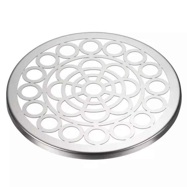 Organizador de tapa de rana de flor de metal de 4,7 pulgadas rejillas de ventana patrón plateado