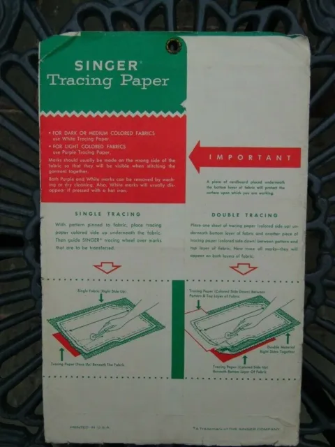 Vintage SINGER dressmaker's Tracing Paper 8 Sheets Style C-4 USA