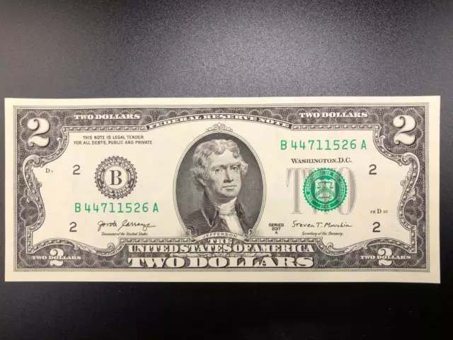 New Two Dollar ($2) Bill,  Uncirculated Series 2017A - 1 Note