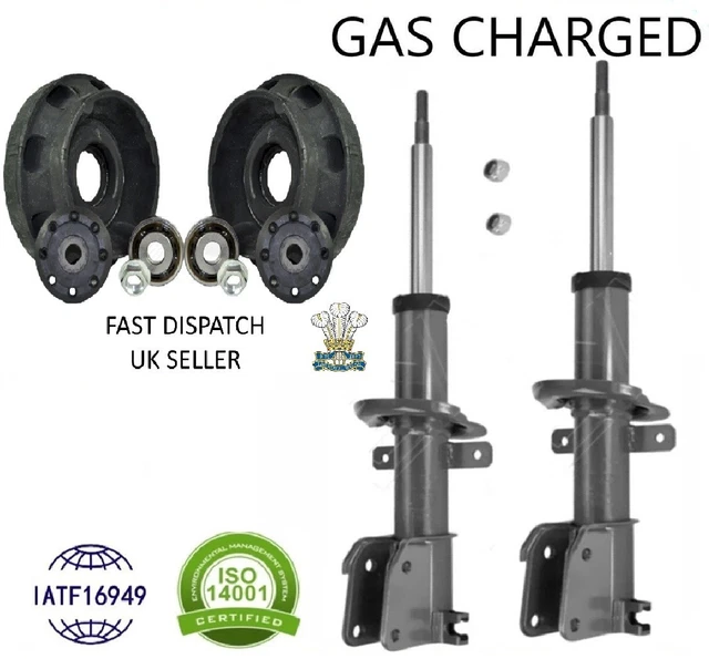 Front Strut Shock Absorbers Top Mounts & Coil Springs For Vauxhall Corsa D - Pair
