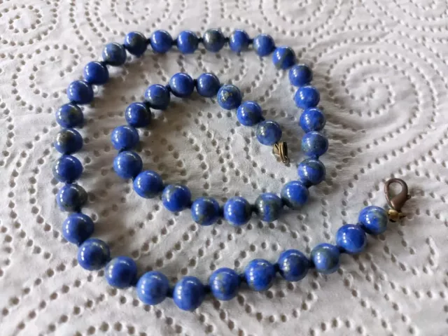 Kette Lapislazuli 45 cm geknotet - Perlen ca. 7 mm