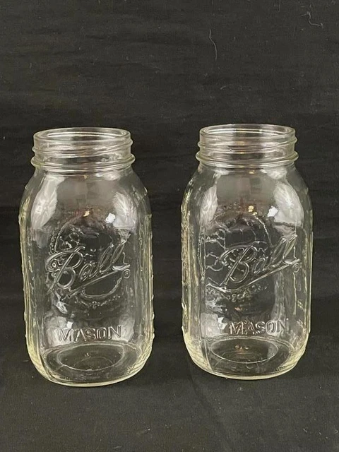 Lot of 2 Vintage Ball Mason Jars 3 Cups 24 Ounces No Lids Clear Glass Mold 48