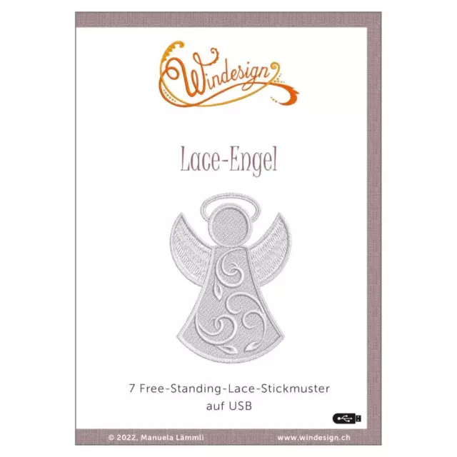 Windesign Stickmuster auf USB Stick Lace-Engel 7 Lace-Stickmuster Stickmaschinen