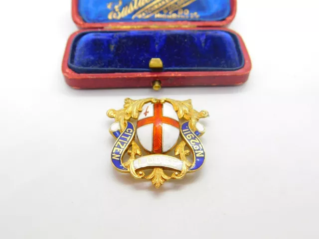 Sterling Silver Gilt & Colourful Enamel Citizen Lodge Masonic Fob Medal c1920