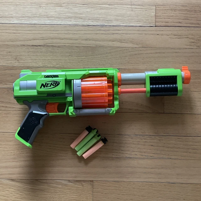 FURY FIRE PUMP Action Revolver Nerf Gun Green Team Dart Tag 10 Dart