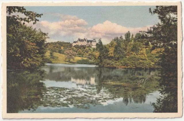 Gilded Age Biltmore Estate House Lagoon Reflection Asheville NC Vintage Postcard