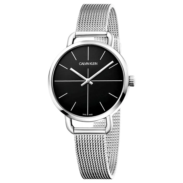 Orologio Calvin Klein Donna in Acciaio Swiss Made Maglia Milano Quadrante Nero