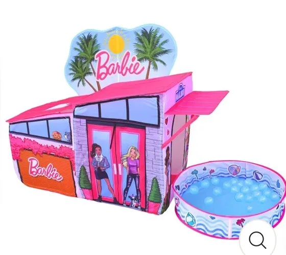 Barbie Camper RV Pink Vacation Glamour Van Car With 7 Dolls Pop