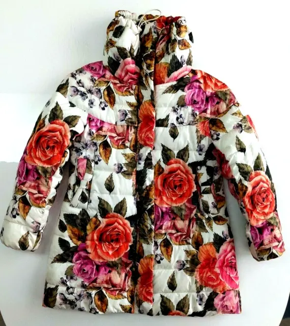 Monnalisa Girls Roses  Puffer Jacket Coat  Size 12
