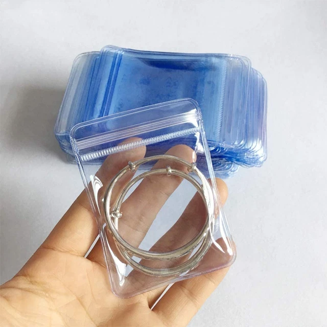 100 Pack PVC Clear Jewelry anti Oxidation Zipper Bag Antitarnish Plastic Bags fo